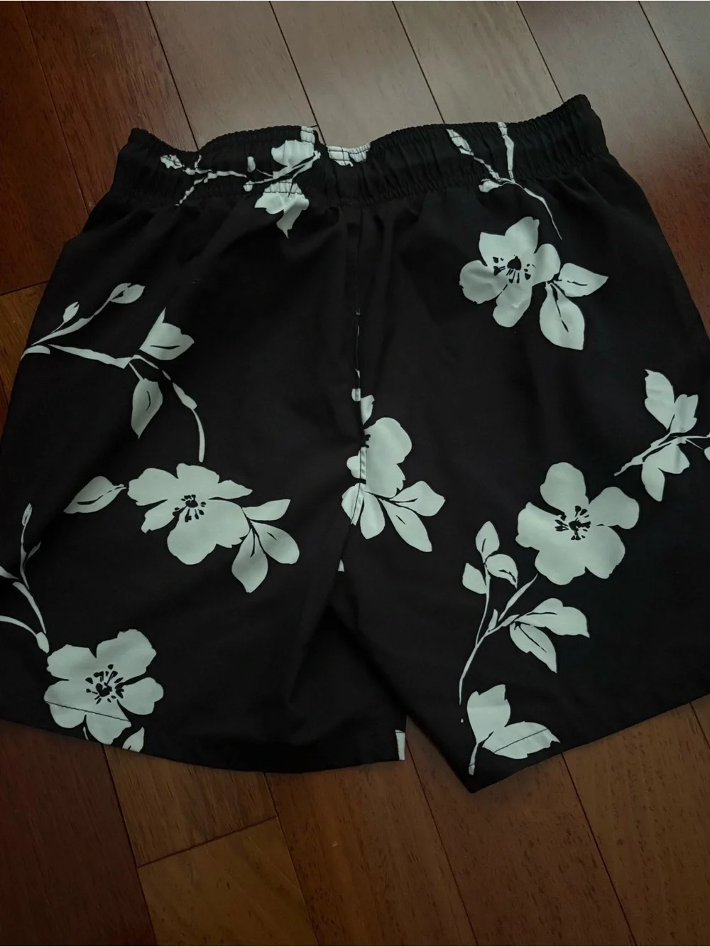 Hollister Black and White Floral Board Shorts Swim Shorts XS